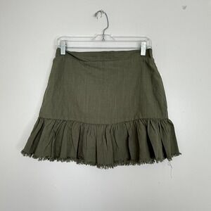 Francesca's April Kiss Skirt Women Medium Sage Green Mini Drop Waist Ruffle Boho